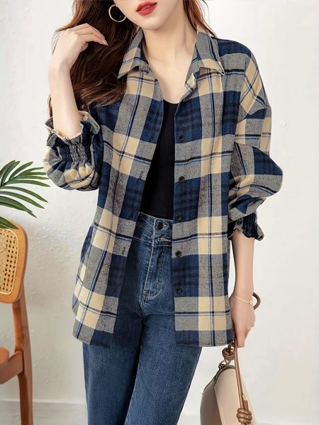 Women's Stylish Plaid Shirt - Comfortable, Elegant, Perfect for Casual Wear